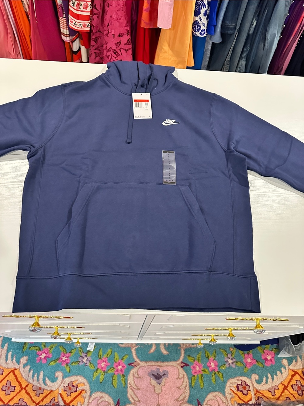 Nike Navy Pullover Hoodie with White Swoosh